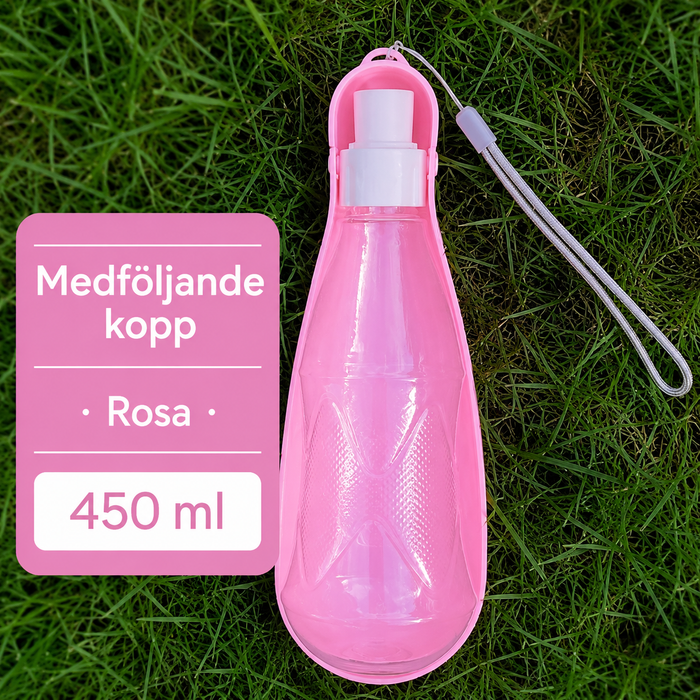 Resevattenflaska för Hund med Drickskål – 550 ml