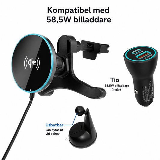 Magnetisk Trådlös Snabbladdare för Bil