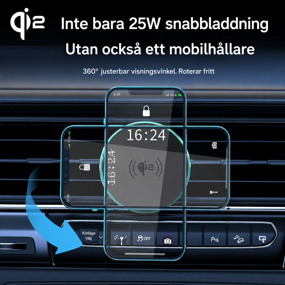 Magnetisk Trådlös Snabbladdare för Bil