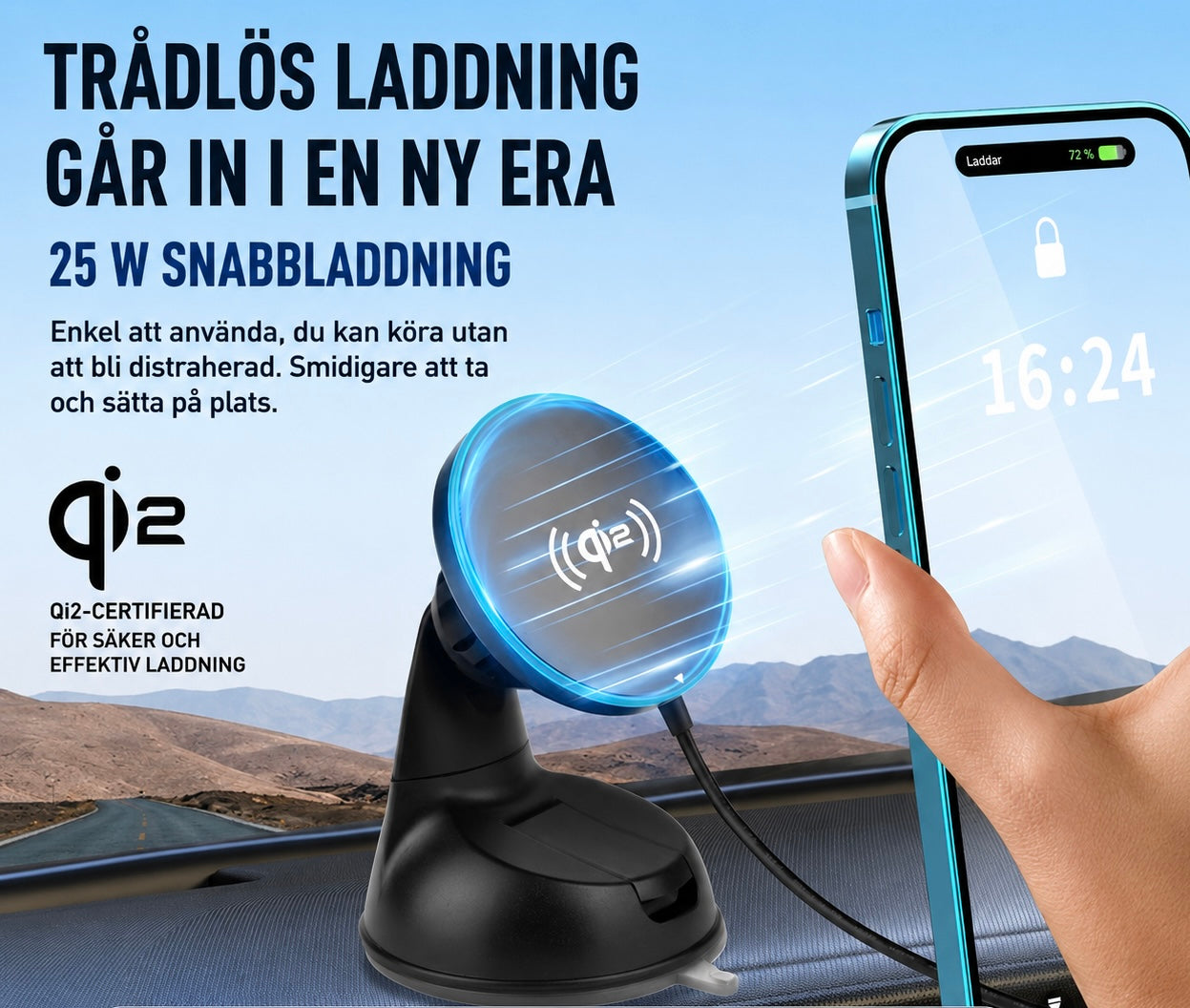 Magnetisk Trådlös Snabbladdare för Bil