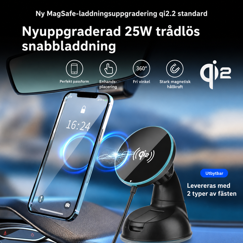 25 W magnetisk trådlös billaddare med snabbladdning