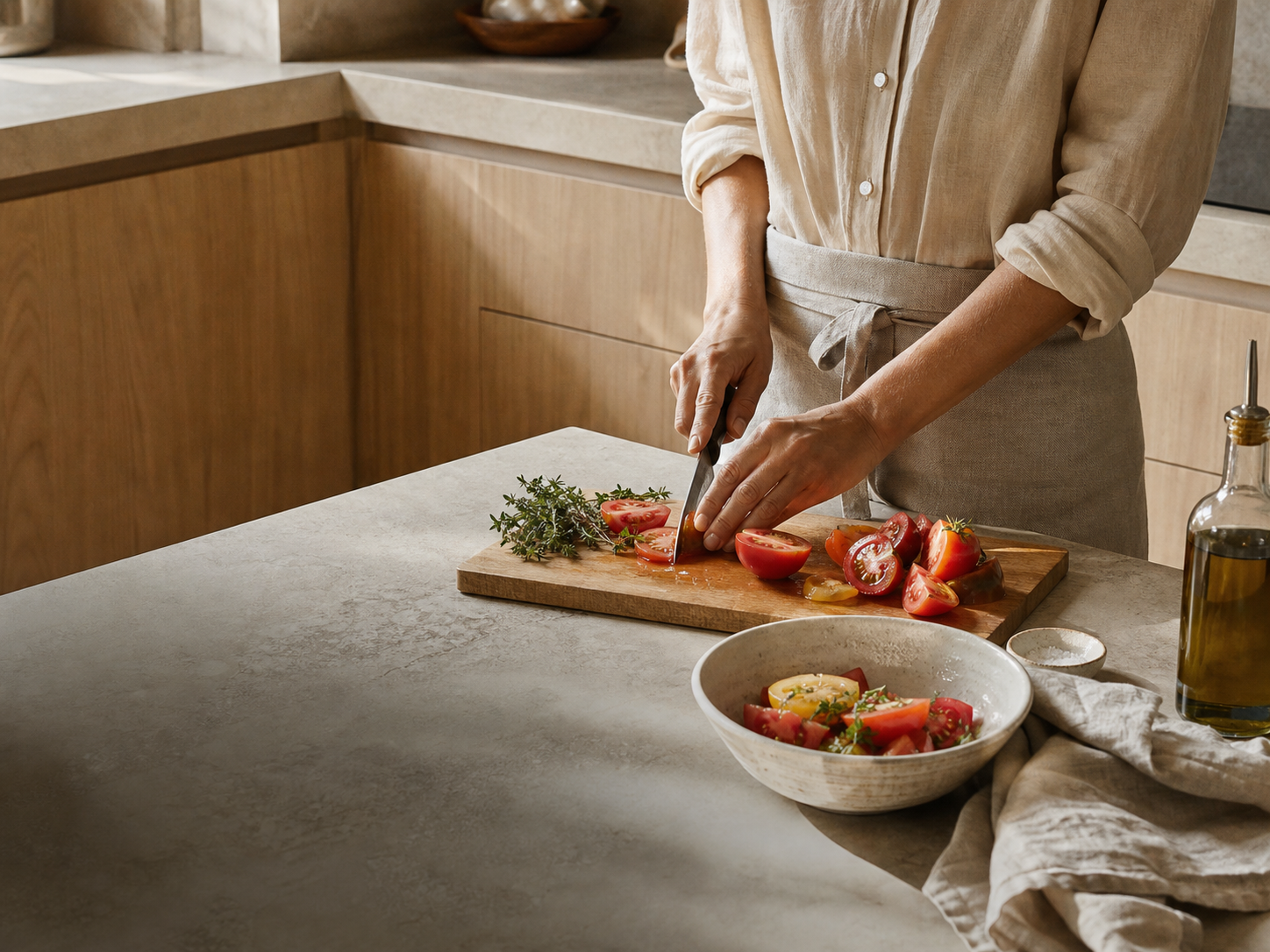Person preparing food in a kitchen